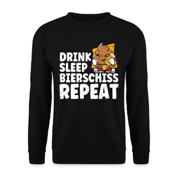 Drink Sleep Bierschiss Repeat Bier - Unisex Pullover - Schwarz - Vorne - Alina (178cm) & Michal (187cm)
