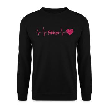 Schlager Herzschlag Schlagerparty - Unisex Pullover - Schwarz - Vorne - Alina (178cm) & Michal (187cm)