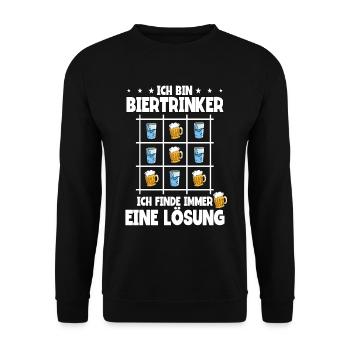 Ich bin Biertrinker Bier - Unisex Pullover - Schwarz - Vorne - Alina (178cm) & Michal (187cm)