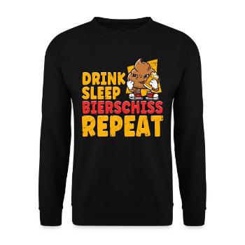 Drink Sleep Bierschiss Repeat Bier - Unisex Pullover - Schwarz - Vorne - Alina (178cm) & Michal (187cm)