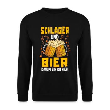 Schlager und Bier darum bin ich hier Schlagerparty - Unisex Pullover - Schwarz - Vorne - Alina (178cm) & Michal (187cm)