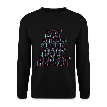 Eat Sleep Rave Repeat Techno - Unisex Pullover - Schwarz - Vorne - Alina (178cm) & Michal (187cm)