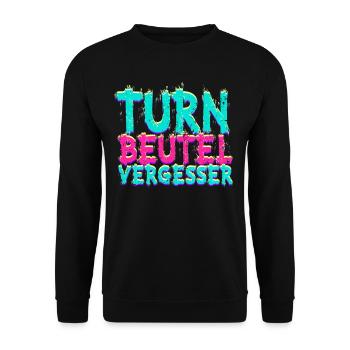Techno Musik Turnbeutelvergesser - Unisex Pullover - Schwarz - Vorne - Alina (178cm) & Michal (187cm)