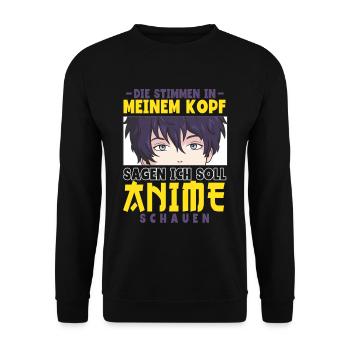Anime Spruch Weeb Otaku - Unisex Pullover - Schwarz - Vorne - Alina (178cm) & Michal (187cm)