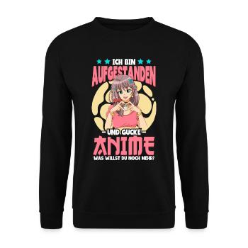 Anime Spruch Weeb Otaku - Unisex Pullover - Schwarz - Vorne - Alina (178cm) & Michal (187cm)