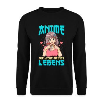 Anime Spruch Weeb Otaku - Unisex Pullover - Schwarz - Vorne - Alina (178cm) & Michal (187cm)