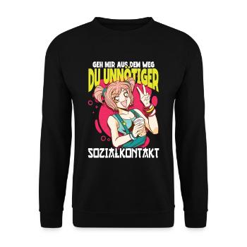 Anime Spruch Weeb Otaku - Unisex Pullover - Schwarz - Vorne - Alina (178cm) & Michal (187cm)