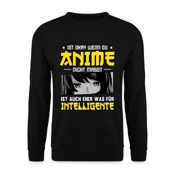 Anime Spruch Weeb Otaku - Unisex Pullover - Schwarz - Vorne - Alina (178cm) & Michal (187cm)