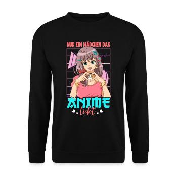 Anime Spruch Weeb Otaku - Unisex Pullover - Schwarz - Vorne - Alina (178cm) & Michal (187cm)