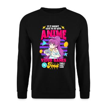 Anime Spruch Weeb Otaku - Unisex Pullover - Schwarz - Vorne - Alina (178cm) & Michal (187cm)