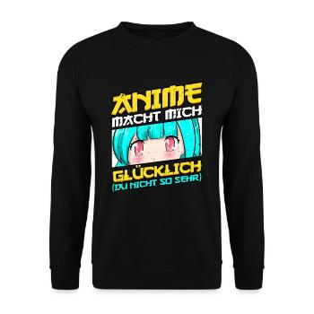 Anime Spruch Weeb Otaku - Unisex Pullover - Schwarz - Vorne - Alina (178cm) & Michal (187cm)