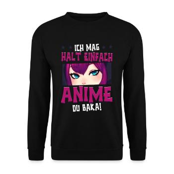 Anime Spruch Weeb Otaku - Unisex Pullover - Schwarz - Vorne - Alina (178cm) & Michal (187cm)