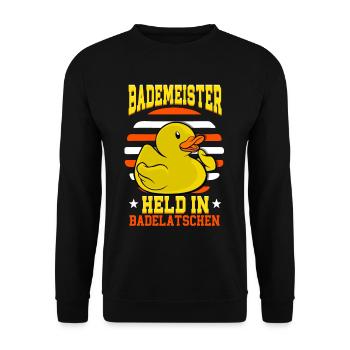 Rettungsschwimmer Bademeister - Unisex Pullover - Schwarz - Vorne - Alina (178cm) & Michal (187cm)