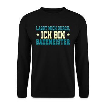 Rettungsschwimmer Bademeister - Unisex Pullover - Schwarz - Vorne - Alina (178cm) & Michal (187cm)