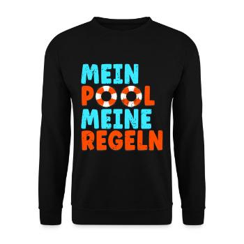 Rettungsschwimmer Bademeister Mein Pool Meine - Unisex Pullover - Schwarz - Vorne - Alina (178cm) & Michal (187cm)