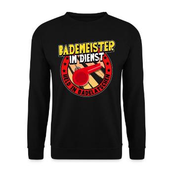 Rettungsschwimmer Bademeister - Unisex Pullover - Schwarz - Vorne - Alina (178cm) & Michal (187cm)