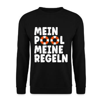 Rettungsschwimmer Bademeister Mein Pool Meine - Unisex Pullover - Schwarz - Vorne - Alina (178cm) & Michal (187cm)