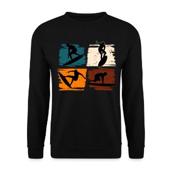 Surfing Surf Surfer - Unisex Sweatshirt - black - Front - Alina (178cm) & Michal (187cm)