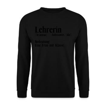 Lehrer Klassenlehrer Lehrerin Substantiv - Unisex Pullover - Schwarz - Vorne - Alina (178cm) & Michal (187cm)