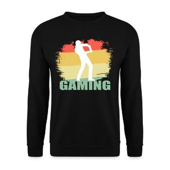 Vintage Gaming Tshirt - Unisex Pullover - Schwarz - Vorne - Alina (178cm) & Michal (187cm)