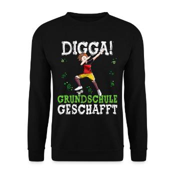Grundschule Geschafft Fußball 6. Klasse - Unisex Pullover - Schwarz - Vorne - Alina (178cm) & Michal (187cm)