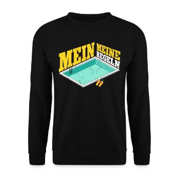 Rettungsschwimmer Bademeister Mein Pool Meine - Unisex Pullover - Schwarz - Vorne - Alina (178cm) & Michal (187cm)