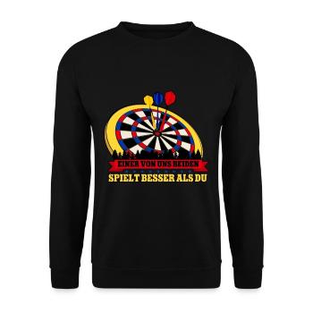 Darts Dartspieler - Unisex Pullover - Schwarz - Vorne - Alina (178cm) & Michal (187cm)