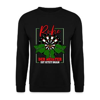 Ruhe Der Meister Wirft Darts Dartspieler - Unisex Pullover - Schwarz - Vorne - Alina (178cm) & Michal (187cm)