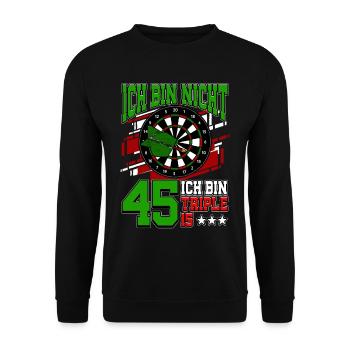 Ich bin nicht 45 ich bin Triple 15 - 45. - Unisex Pullover - Schwarz - Vorne - Alina (178cm) & Michal (187cm)