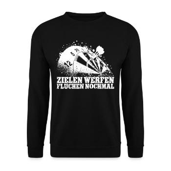 Darts Dartspieler Zielen Werfen Fluchen Nochmal - Unisex Pullover - Schwarz - Vorne - Alina (178cm) & Michal (187cm)