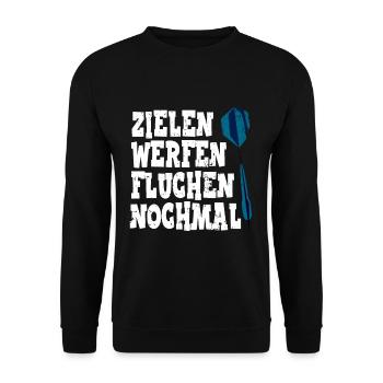 Darts Dartspieler Zielen Werfen Fluchen Nochmal - Unisex Pullover - Schwarz - Vorne - Alina (178cm) & Michal (187cm)