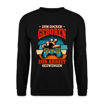 Zocken Gaming - Unisex Sweatshirt - black - Front - Alina (178cm) & Michal (187cm)