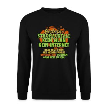 Gestern Stromausfall Zocken Gaming - Unisex Pullover - Schwarz - Vorne - Alina (178cm) & Michal (187cm)