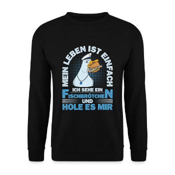 Fischbrötchen Möwe Norddeutsch - Unisex Pullover - Schwarz - Vorne - Alina (178cm) & Michal (187cm)