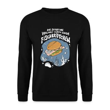 Fischbrötchen Möwe Norddeutsch - Unisex Pullover - Schwarz - Vorne - Alina (178cm) & Michal (187cm)