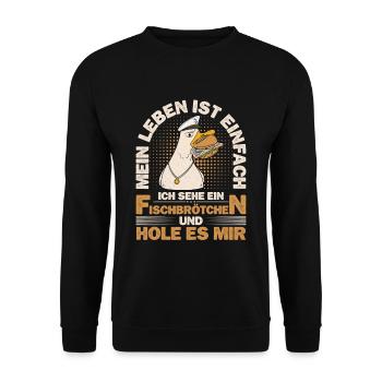Fischbrötchen Möwe Norddeutsch - Unisex Pullover - Schwarz - Vorne - Alina (178cm) & Michal (187cm)