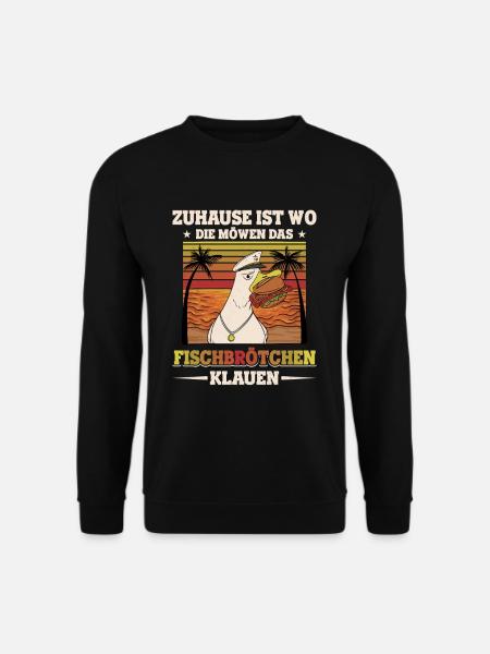 Fischbrötchen Möwe Norddeutsch - Unisex Pullover - Schwarz