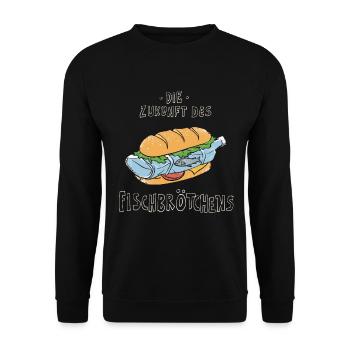 Zukunft des Fischbrötchens Norddeutsch - Unisex Pullover - Schwarz - Vorne - Alina (178cm) & Michal (187cm)