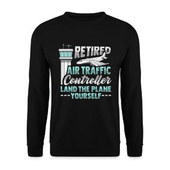 Airport tower design n retired air traffic controllers - Unisex Sweatshirt - black - Front - Alina (178cm) & Michal (187cm)