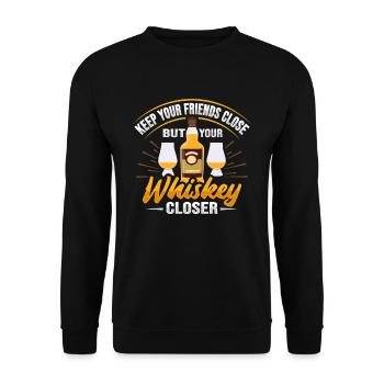 Whiskey Design n Whiskey Drinker - Unisex Sweatshirt - black - Front - Alina (178cm) & Michal (187cm)