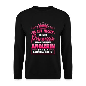 Angeln Anglerin - Unisex Pullover - Schwarz - Vorne - Alina (178cm) & Michal (187cm)