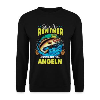 Angeln Angler Rentner - Unisex Pullover - Schwarz - Vorne - Alina (178cm) & Michal (187cm)