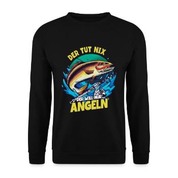 Angeln Angler - Unisex Pullover - Schwarz - Vorne - Alina (178cm) & Michal (187cm)