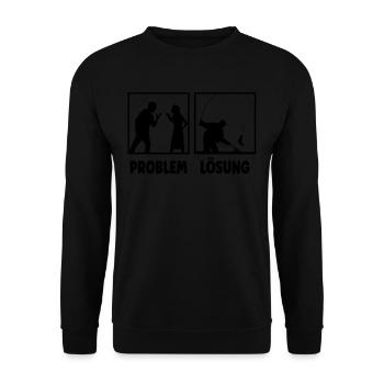 Angeln Angler - Unisex Pullover - Schwarz - Vorne - Alina (178cm) & Michal (187cm)