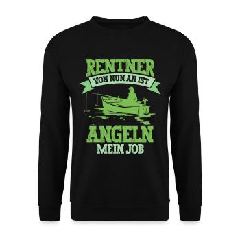 Angeln Angler Rentner - Unisex Pullover - Schwarz - Vorne - Alina (178cm) & Michal (187cm)