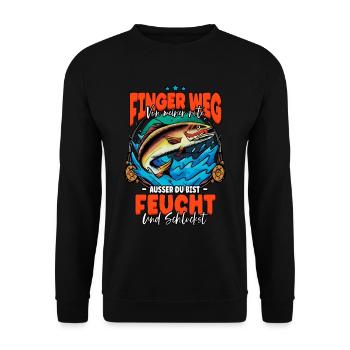 Finger Weg Von Meiner Rute Angeln Angler - Unisex Pullover - Schwarz - Vorne - Alina (178cm) & Michal (187cm)