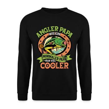 Angeln Angler Papa - Unisex Pullover - Schwarz - Vorne - Alina (178cm) & Michal (187cm)