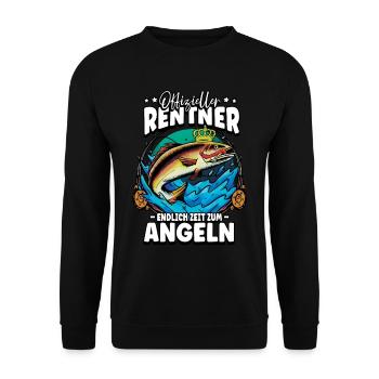 Angeln Angler Rentner - Unisex Pullover - Schwarz - Vorne - Alina (178cm) & Michal (187cm)