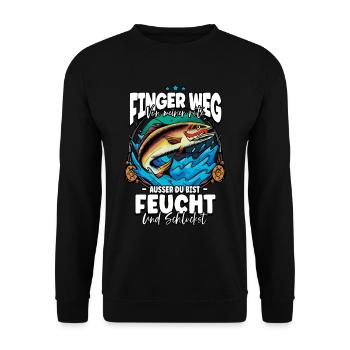 Finger Weg Von Meiner Rute Angeln Angler - Unisex Pullover - Schwarz - Vorne - Alina (178cm) & Michal (187cm)