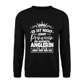 Angeln Anglerin - Unisex Pullover - Schwarz - Vorne - Alina (178cm) & Michal (187cm)